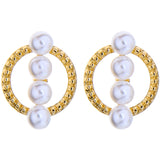 Gold Pearl Stud Earrings